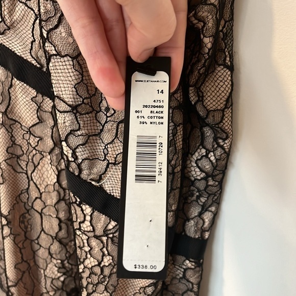 Elie Tahari Black Overlay Lace Dress NWT Size 14 - Picture 4 of 9
